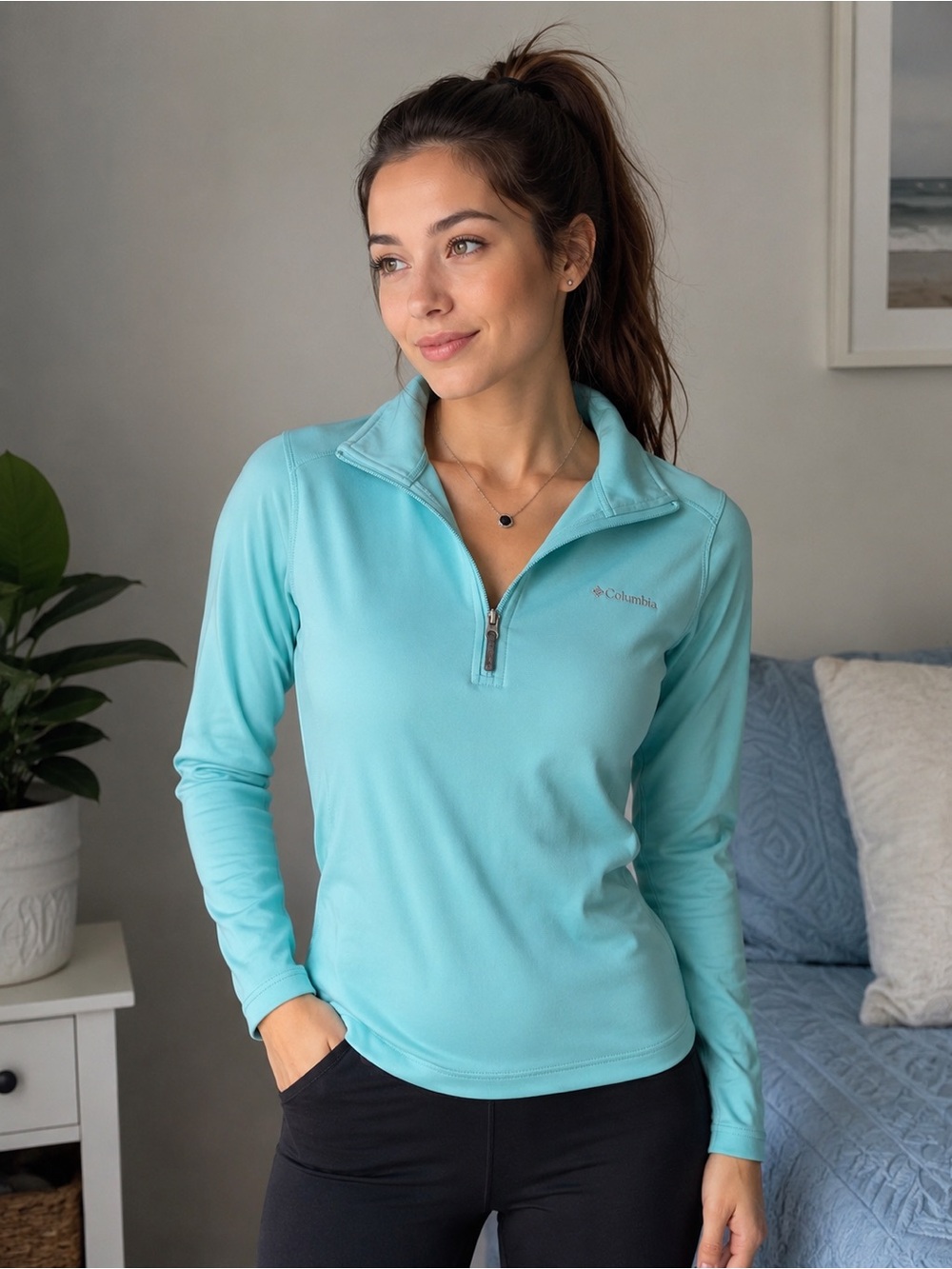 Columbia Women's Aqua Quarter-Zip Performance Pullover